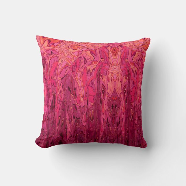 Coussin Art Abstrait Orange Rouge Rose (Recto)