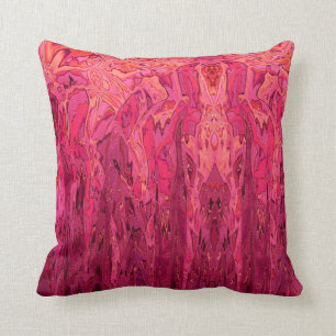 Coussin Art Abstrait Orange Rouge Rose