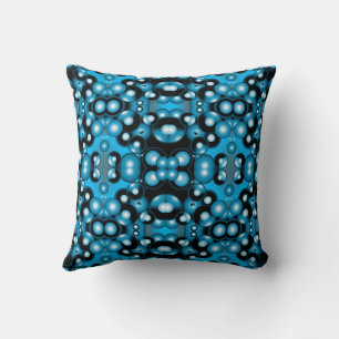 Coussin Art abstrait orbital à cercle concentrique de blue
