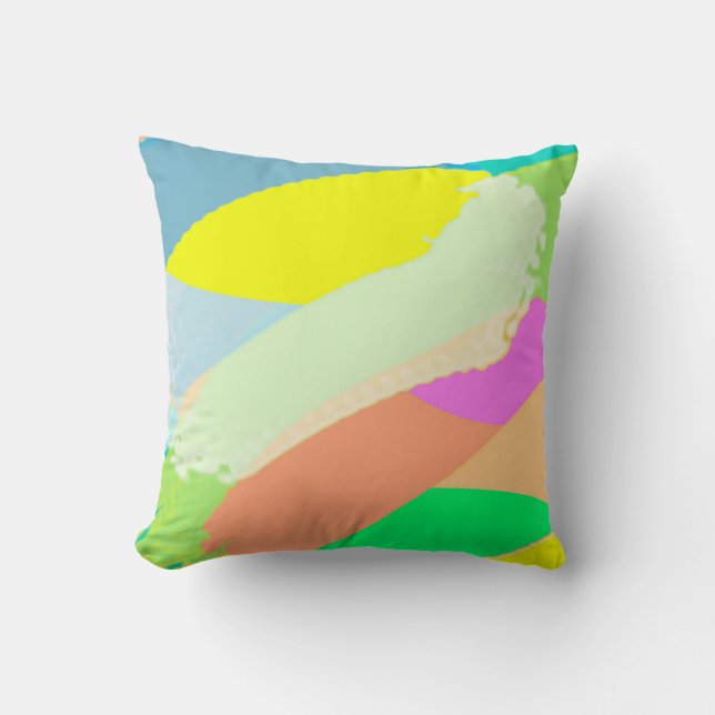 Coussin Art Abstrait Pastel Coral Lavande Jaune (Recto)
