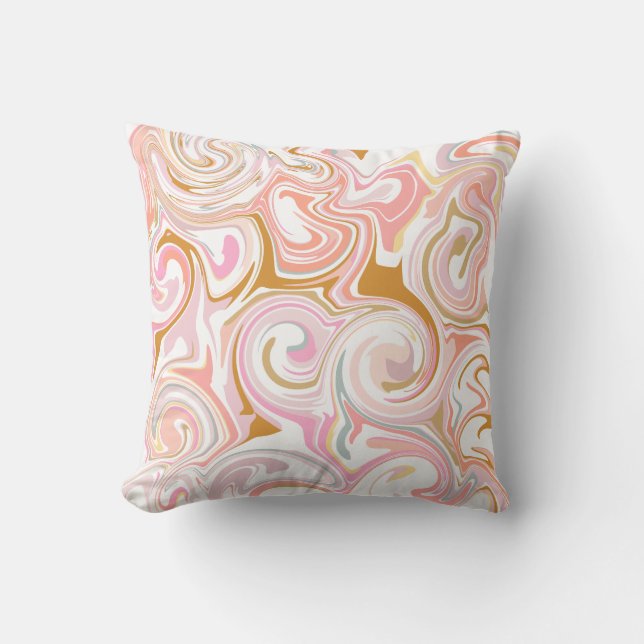 Coussin Art Abstrait Pastel en marbre rose (Recto)
