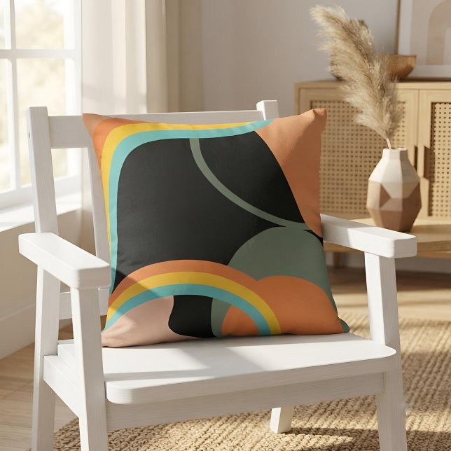 Coussin Art abstrait rétro des années 70 Accent bohème du  (Créateur téléchargé)
