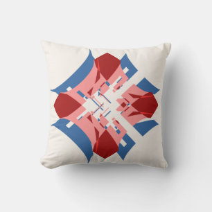 Coussin Art Abstrait Rouge Bleu Rose Diamant Design Floral