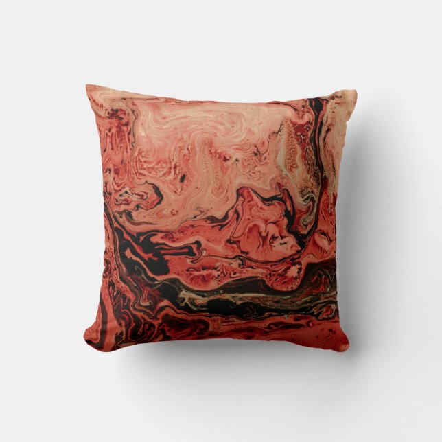 Coussin Art abstrait rouge et brun (Recto)