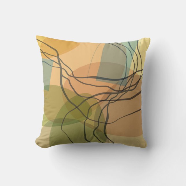 Coussin Art abstrait style du milieu du siècle couleurs ch (Recto)