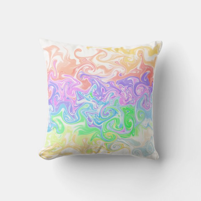 Coussin Art Abstrait Tourbillon de Marbre Arc-en-Ciel Past (Recto)