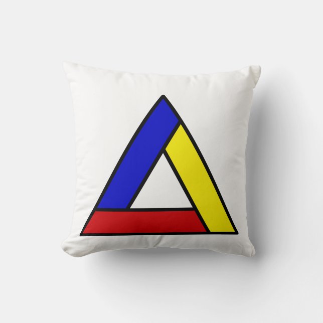 Coussin Art abstrait triangulaire inspiré de Mondrian (Recto)