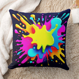 Coussin Art abstrait vibrant de éclaboussures de peinture