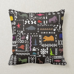 Coussin Art africain abstrait coloré