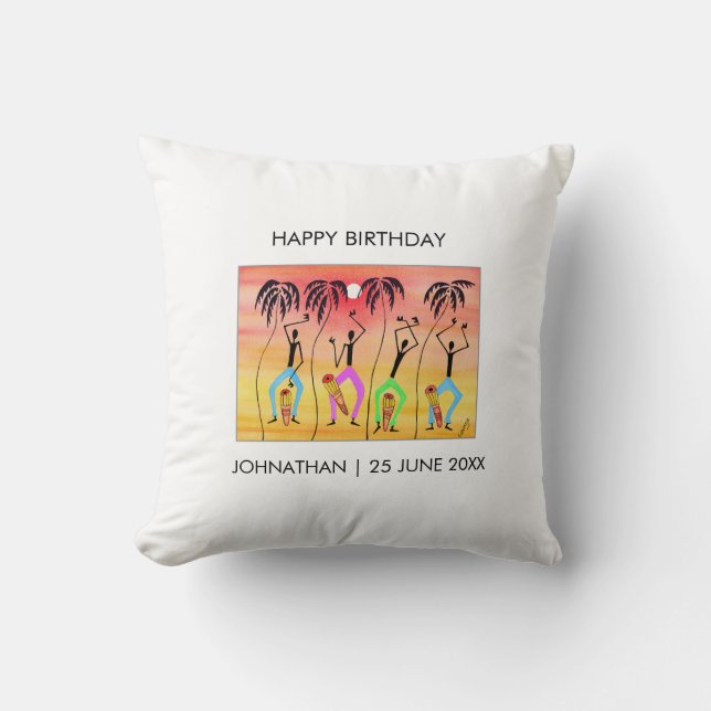 Coussin Art africain, exprimer le bonheur d'anniversaire (Recto)