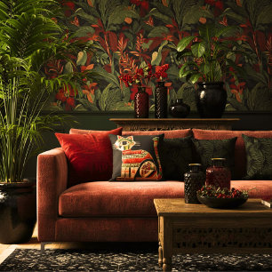 Coussin Art animalier géométrique moderne abstrait coloré