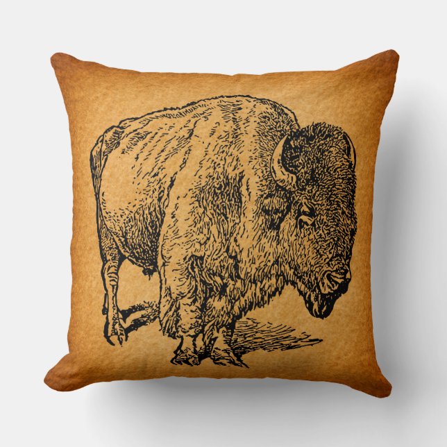 Coussin Art antique Russe Western Wilalo Buffalo Bison (Recto)