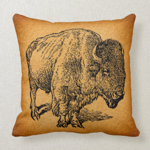Coussin Art antique Russe Western Wilalo Buffalo Bison