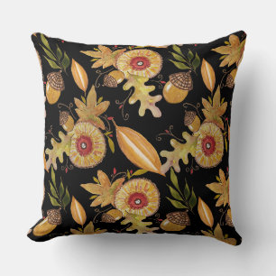 Coussin Art aquarelle de chêne à gland ambiance d'automne