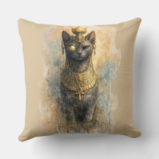 Coussin Art aquarelle de la déesse féline Bastet de l'Égyp