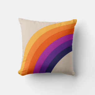 Coussin Art arc-en-ciel de style rétro coloré