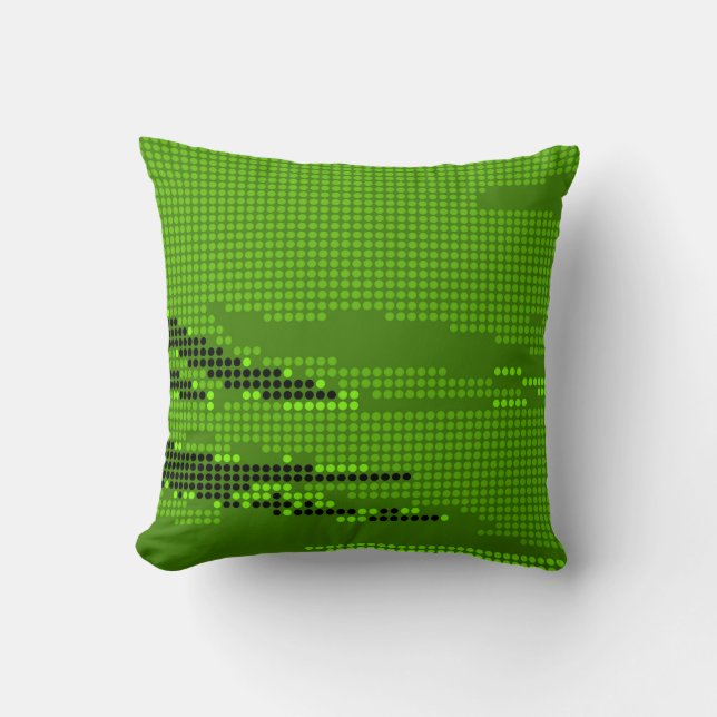 COUSSIN ART AU NÉON DE POINTS DE CHAUX VERTE RÉTRO (Recto)