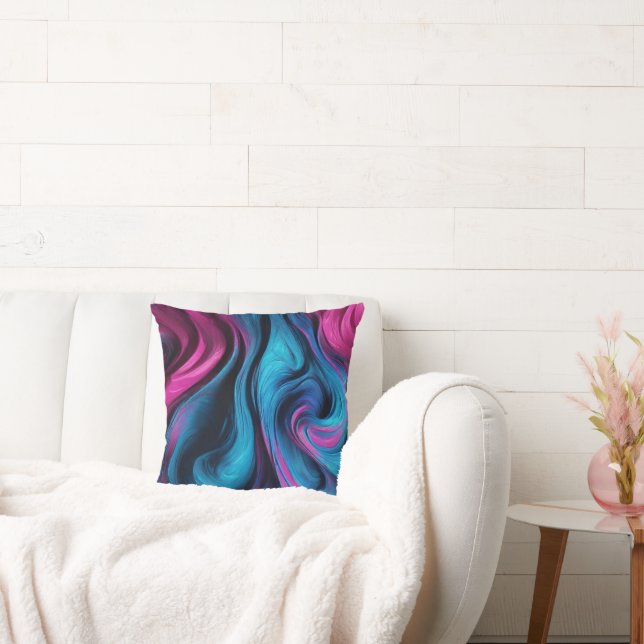 Coussin Art-bleu Abstrait moderne et rose (Canapé)