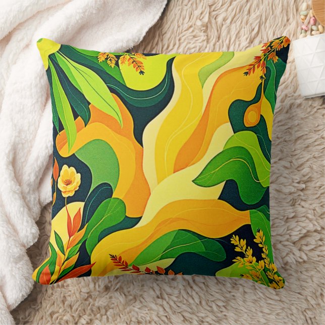 Coussin Art botanique abstrait vibrant (Couverture)