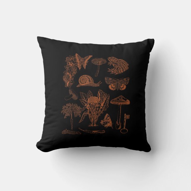 Coussin Art botanique, champignons de grenouille, esthétiq (Recto)