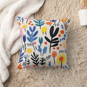 Coussin Art botanique nordique floral folk scandi