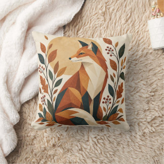 Coussin Art botanique renard géométrique