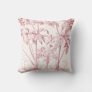 Coussin Art botanique Vintage rose