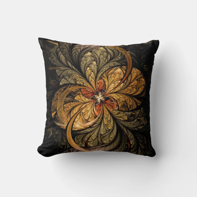 Coussin Art brillant de fractale de feuille (Recto)