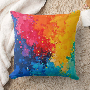 Coussin Art chaotique vibrant à l'aquarelle