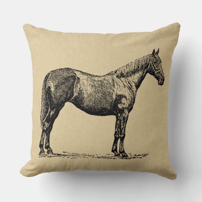 Coussin Art Cheval vintage Illustré Art équestre (Recto)