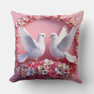 Coussin Art colombes de mariage