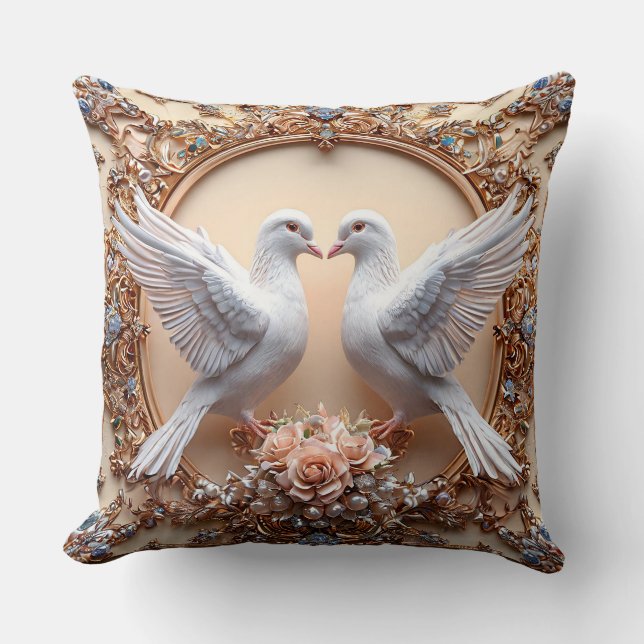 Coussin Art colombes de mariage (Recto)