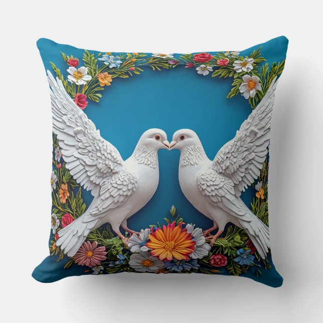 Coussin Art colombes de mariage (Recto)