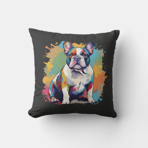 Coussin Art coloré de Bouledogue français pour les amoureu