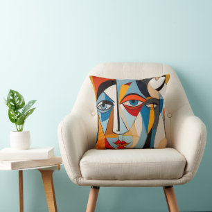 Coussin Art coloré moderne visage Abstrait
