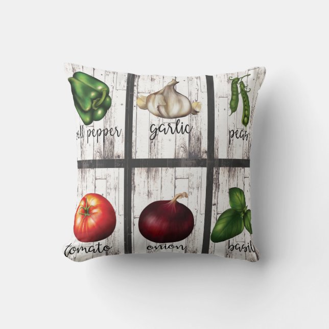 Coussin Art culinaire de cuisine moderne rustique légumes  (Recto)