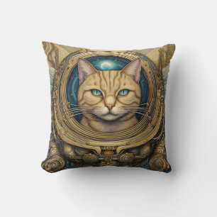 Coussin Art cyberpunk astronaute de chat