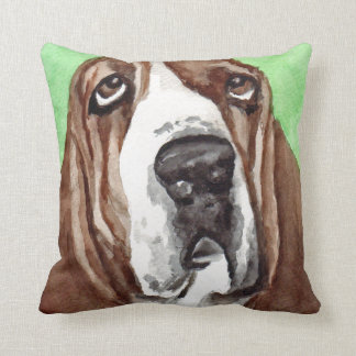 Coussin Art d'aquarelle de Basset Hound