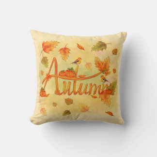 Coussin Art d'automne avec lettres à la main