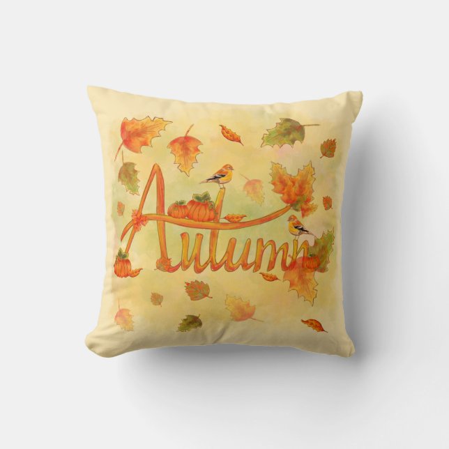Coussin Art d'automne avec lettres à la main (Recto)