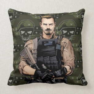 Coussin Art de bande dessinée de drapeau du peloton Ric