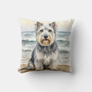 Coussin Art de bande stratifiée aquarelle Terrier Skye