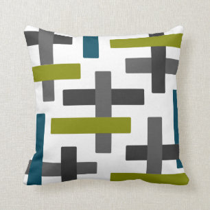 Coussin Art de barre d'abrégé sur gris de vert bleu