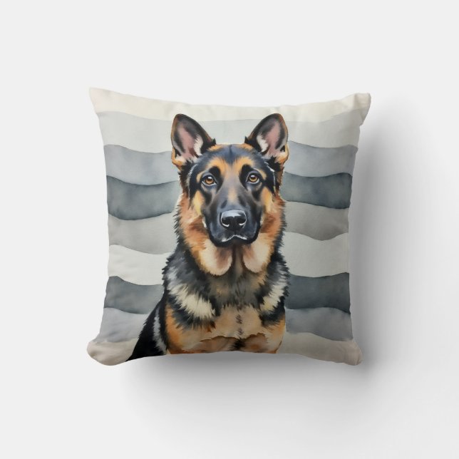 Coussin Art de Berger belge à l'aquarelle avec vague douce (Recto)