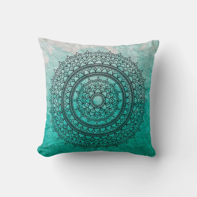 Coussin Art de Bohème de fleur de mandala de jolie (Recto)