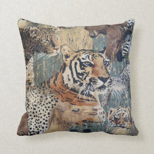 Coussin Art de carreau de faune d'ours de léopard de zèb