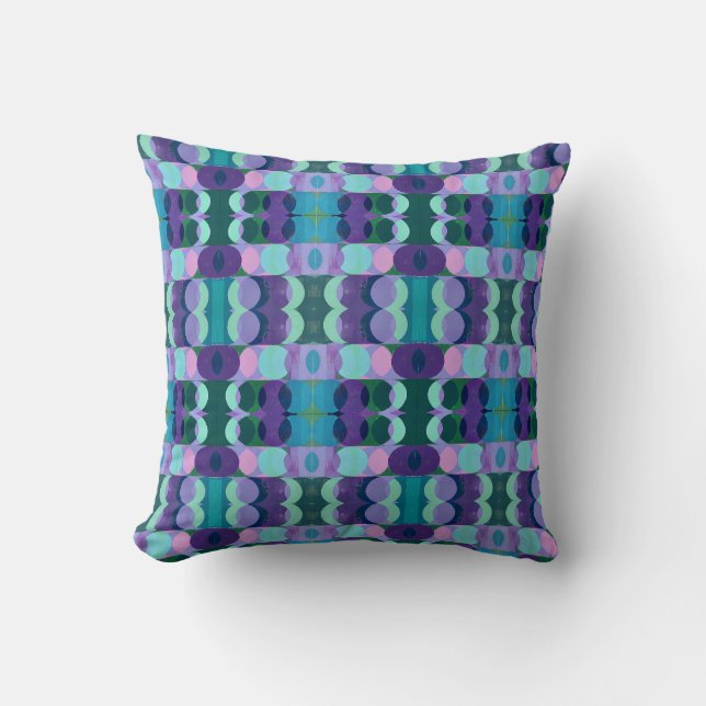 Coussin Art de cercle géométrique dans des tons froids (Recto)