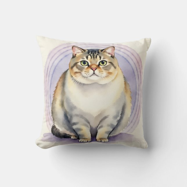Coussin Art de cercle ondulé aquarelle Scottish Fold (Recto)