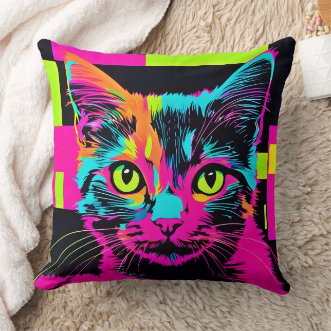 Coussin Art de chat cyberpunk (Couverture)