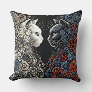 Coussin Art de chats abstraits
